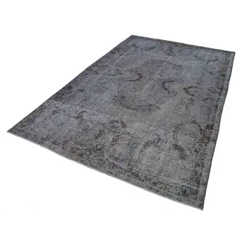 

185x293 Cm Grey Handmade Overdyed Rug-6x10 Ft