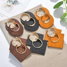 Новинка, модные, коричневые, зеленые, розовые, красные, цветные, Boho, винтажные, квадратные, круглые, геометрические, деревянные, длинные, с кисточками, серьги для женщин, вечерние, ювелирное изделие