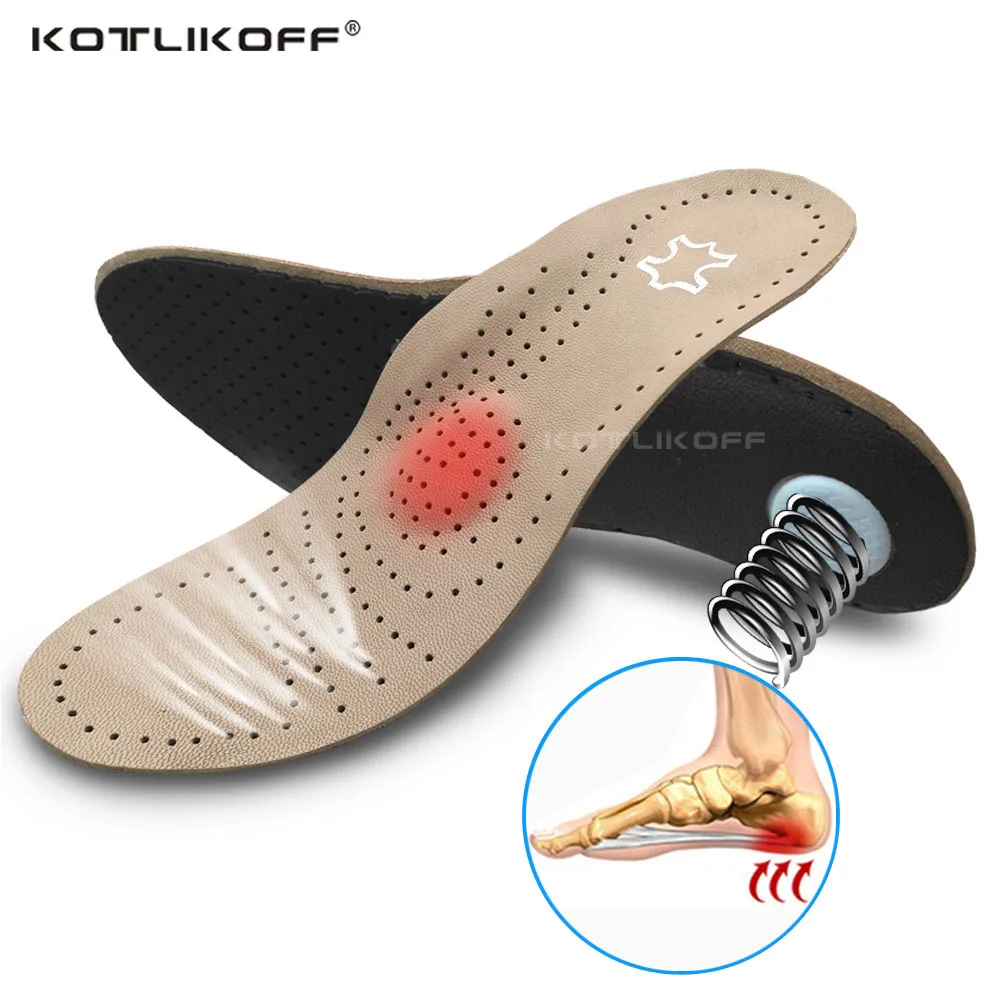 Genuine Leather Orthopedic Insoles For Feet Arch Support Plantar