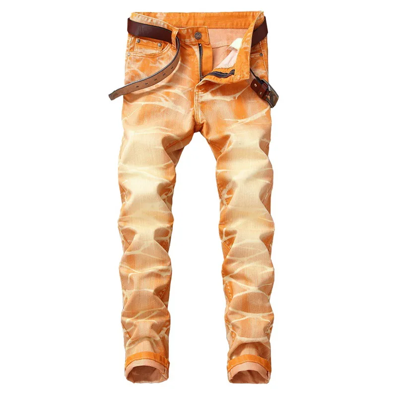 style 2 orange NIBESSER, Стрейчевые джинсовые штаны, одноцветные облегающие джинсы, Мужские повседневные байкерские мужские джинсы деним, уличные хип-хоп винтажные брюки, обтягивающие брюки - Цвет: style 2 orange