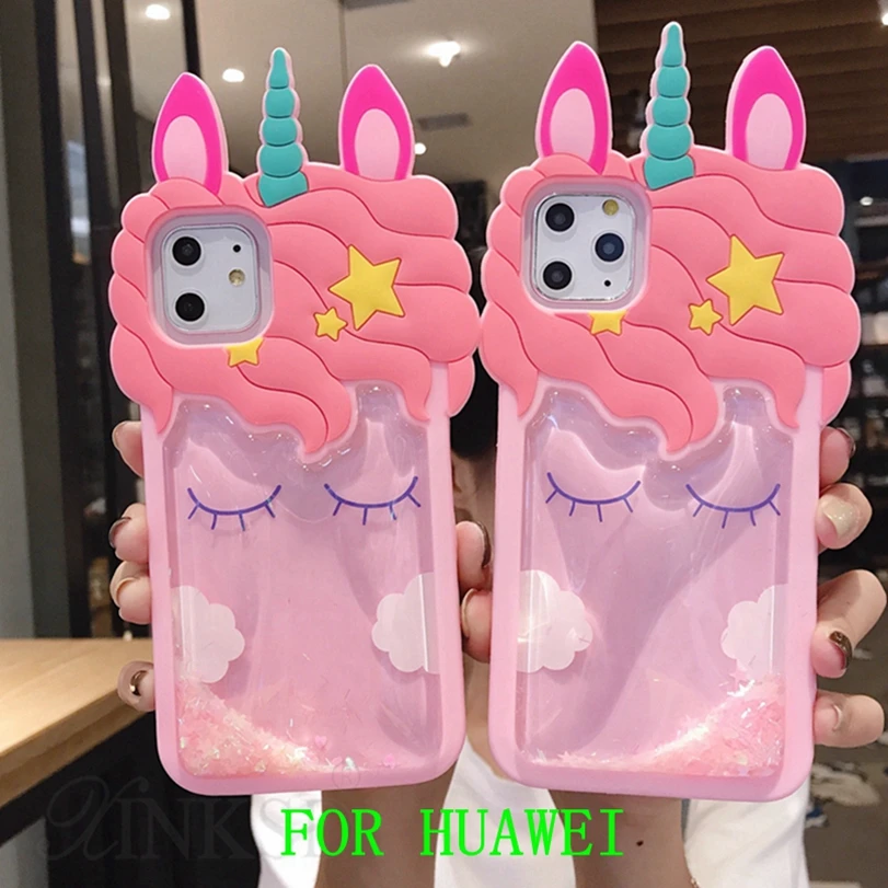 P20 lite 3D единорог силиконовый Жидкий чехол с блестящими звездами для huawei P10 P8 P9 lite mate 9 10 pro Чехол для mate 10 pro