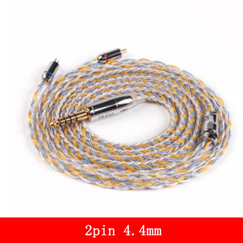 16 Core Модернизированный кабель 2,5/3,5/4,4 мм для SE215 MMCX/2pin/QDC TFZ разъем для KZ ZS10Pro ZSN AS16 кабель для наушников - Цвет: 0.78 2PIN 4.4MM