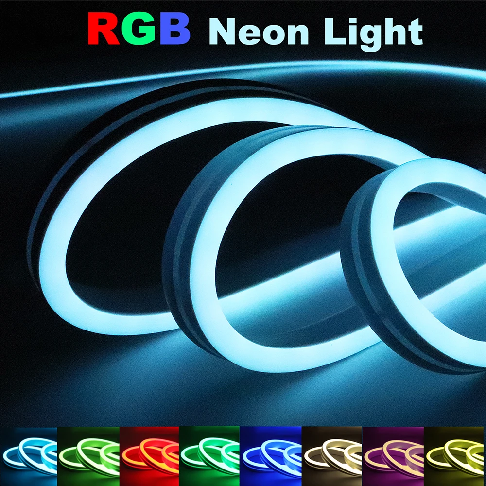 RGB неоновая Светодиодная лента 12 В SMD 2835 120 светодиодов/м гибкая веревка