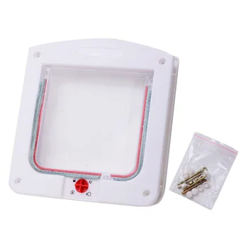 

Out Of Lockable Flap Door Security 4 Way Pet Cage Cat Animals Dog Protective PP Gate Adjustable Durable