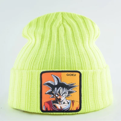 Модная Зимняя Шапка-бини с драконом для мужчин, вязаные шапки GOKU, мужские шапки с вышивкой, теплые шапки, женские шапки в стиле хип-хоп - Цвет: Цвет: желтый