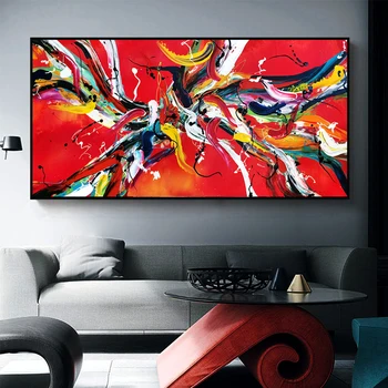 

AAHH Canvas Painting Wall Art Canvas Abstract Painting Red Picture Print on Canvas Poster for Living Room Home Decor No Frame