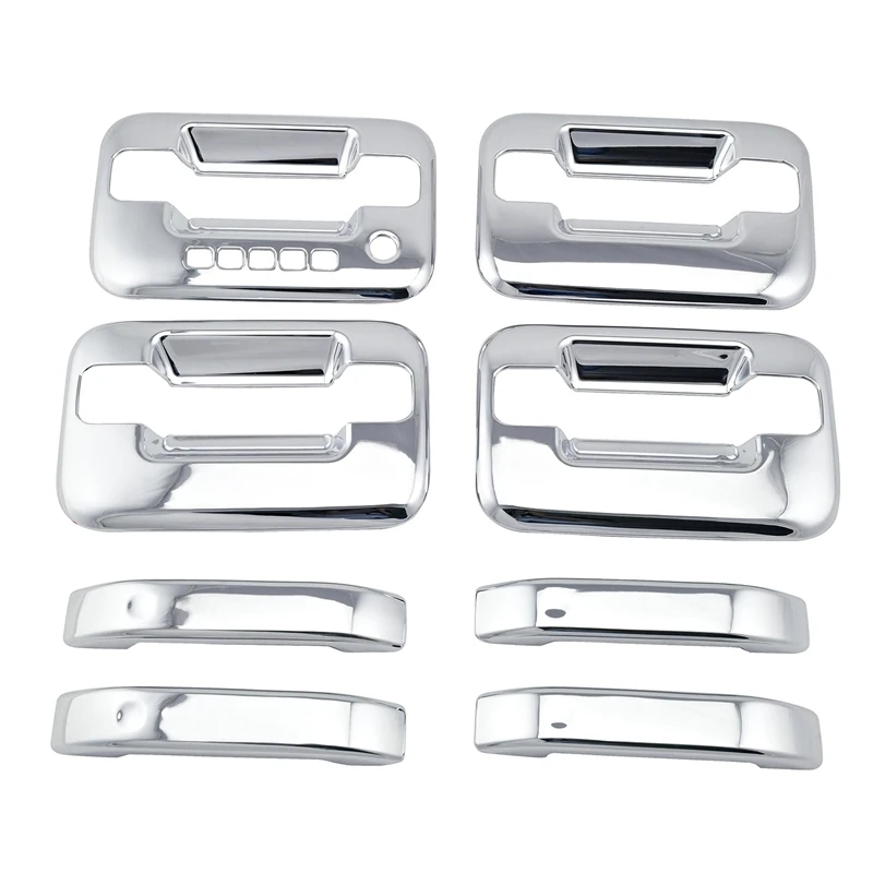 For Ford F150 Chrome 4 Door Handle Fuel Gas Door Cover Combo Overlay Trim Set