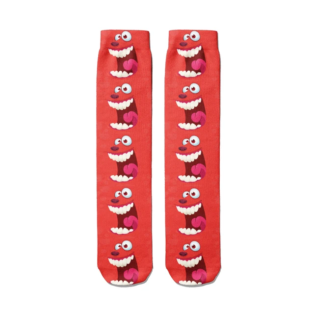Sell Well Funny Expression Printed Women Socks Fashion Cute Cotton Long Socks Harajuku Christmas Warm Middle Tube Socks Female Style10