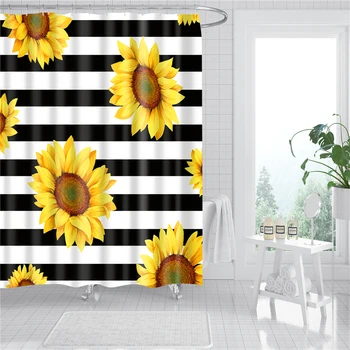 

Modern Mildew Proof Screen Bath Curtain for Bathroom Flowers Printing Bathroom Set with Shower Curtain Home Decor DW369