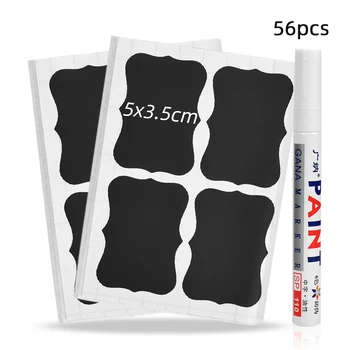 

56pcs Spices Stickers Jars for Spices Removable Pantry Containers Organizer Storage Jars Jam Stickers Blackboard Sticker Labels