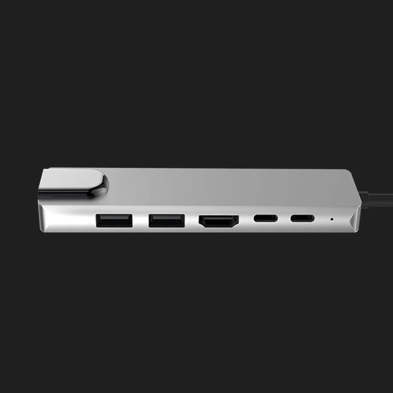 6 в 1 концентратор Usb Type C Hdmi 4K Usb C концентратор для Gigabit Ethernet Rj45 Lan адаптер для Macbook Pro Thunderbolt Usb-C зарядное устройство Порт Silv