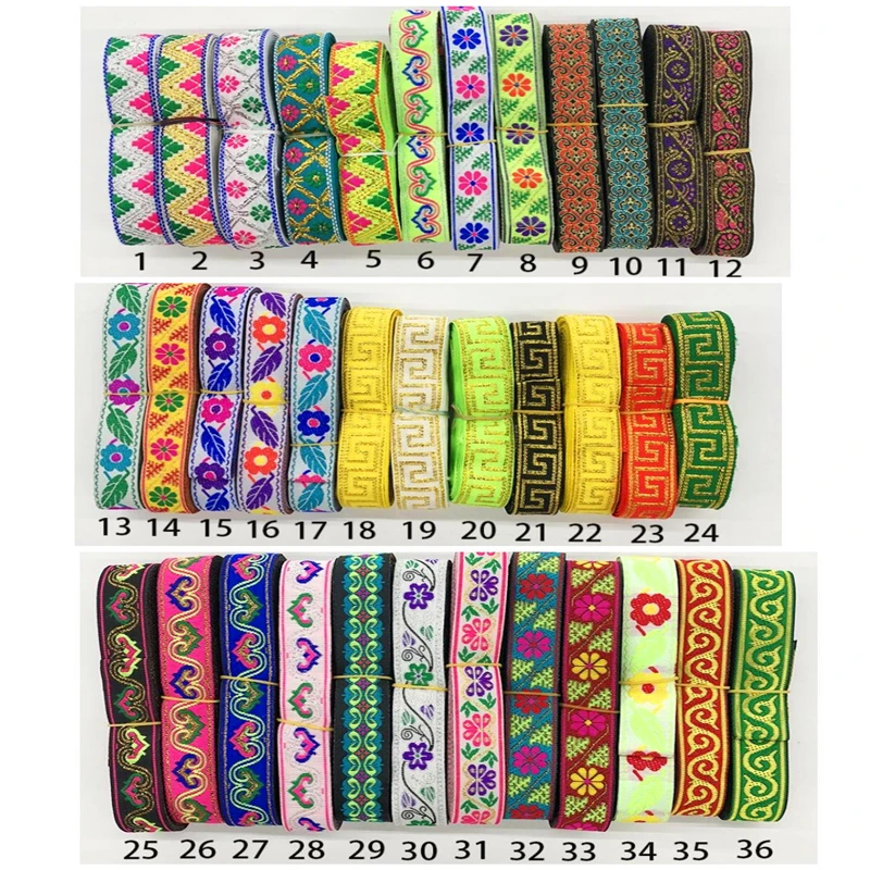 20mm width flower Embroidered ribbon Lace Trimming fabric jacquard Ribbon webbing kimono stage garments DIY Accessories FH50 | Дом и сад