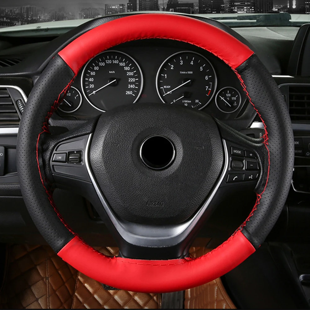 Чехол рулевого колеса автомобиля подходит для Nissan Micra March Pulsar Juke Dualis Qashqai X-Trail Dacia Sandero Logan, duster Lodgy и т. д - Название цвета: Red