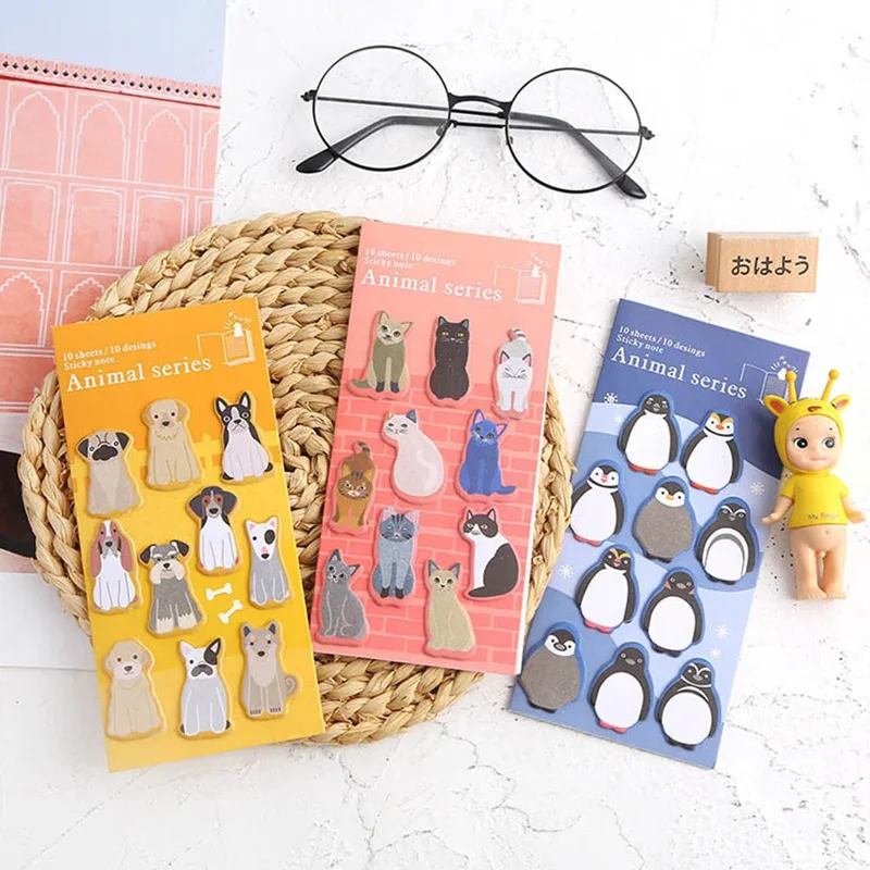 

Lovely Animal Cat penguin Sticky Notes Post It Memo Pad Paper Bookmarks School Supplies Planner Stickers Korean Stationer