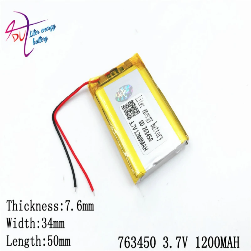 3 7 V 1200mAH 763450 753550 PLIB полимерный литий ионный/литий ионный аккумулятор для dvr GPS mp3 mp4