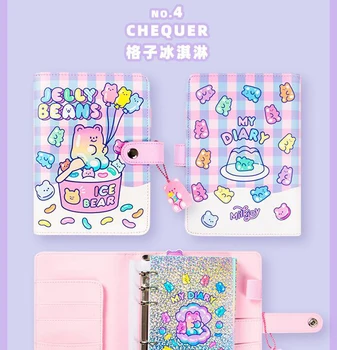 

19*14cm A6 PU Notebook Organizer Planner Rings Binder Weekly Journal Notebook With Kawaii Bear For Girls