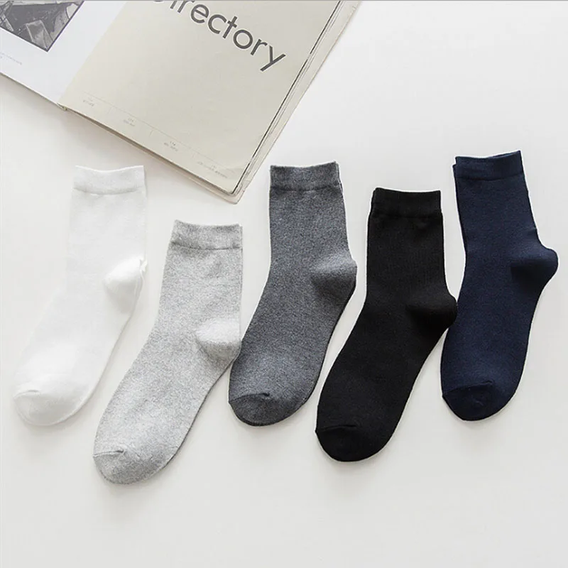 5Pairs Men Sport Socks Business Ultra-thin Elastic Fiber Stockings Middle Socks Random Color Dropshipping