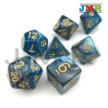 

Sky Blue X Grey with Gold Number Portable Dice Playing Game for Dungeons and Dragons Double Color Effect Rpg Game Dice Playing