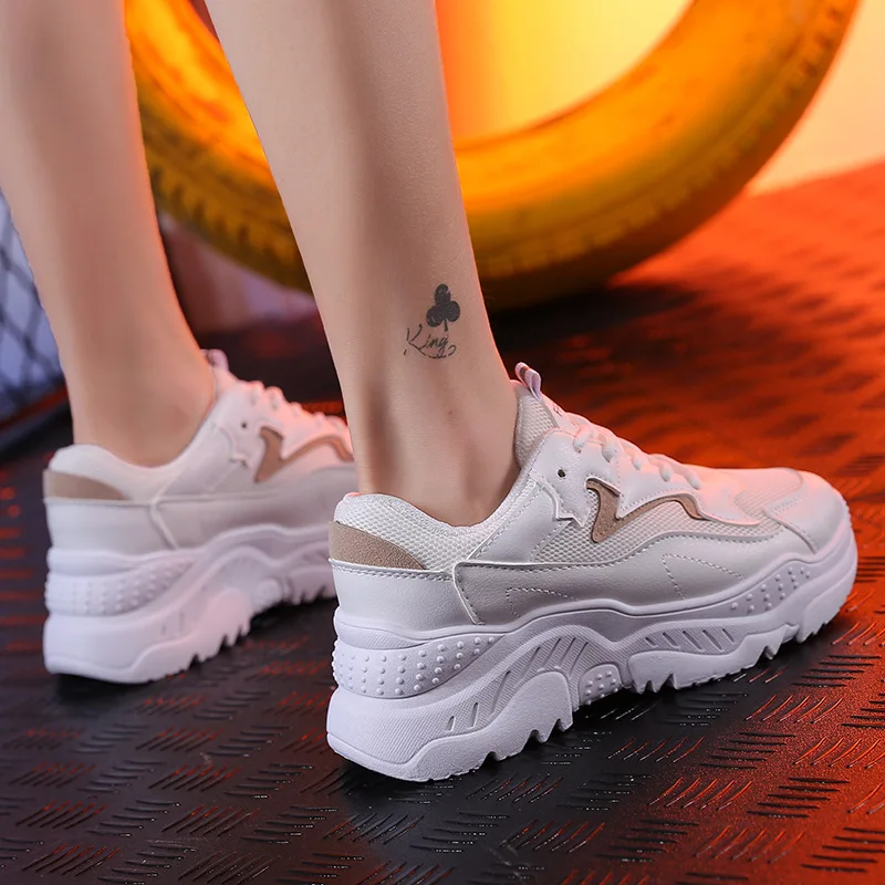 Qweff/ женские кроссовки; белая женская повседневная обувь; Корейская обувь на платформе; женские кроссовки на толстой подошве; Basket Femme AC-147