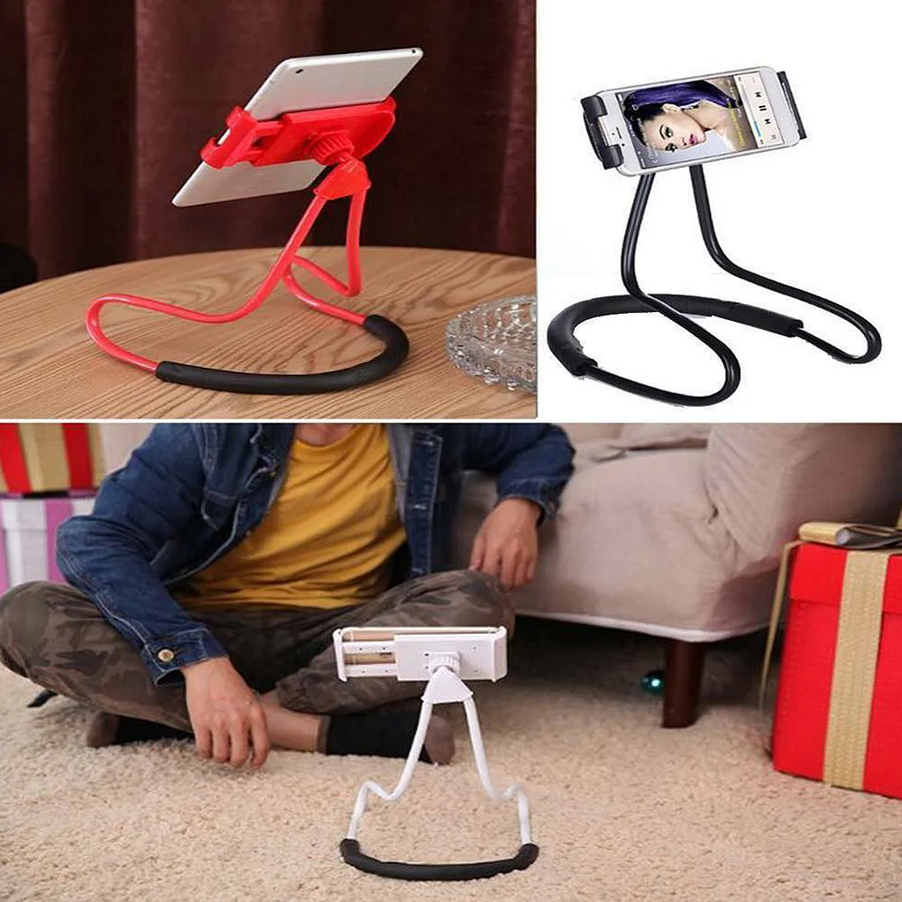 wireless charging stand for iphone and apple watch Lazy Hanging Neck Phone Stand Holder Rotatable Mobile Phone Stand Necklace Bracket Bed 360 Degree Phone Holder For iPhone Huawei phone stand for bike