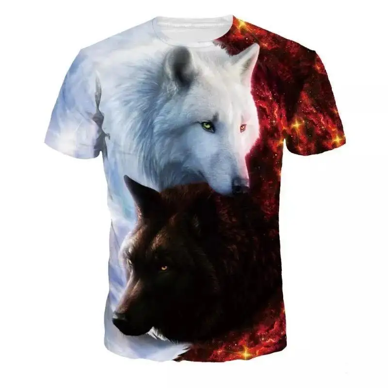 Lovers Wolf Printed T shirts Men 3d T shirts Drop Ship Top Tee Short Sleeve Camiseta Round Neck Tshirt Fashion Casual Brand