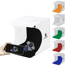

PULUZ 23*23cm 9" Mini Folding Studio Diffuse SoftBox Lightbox With LED Light Black White Photography Background Photo Studio box