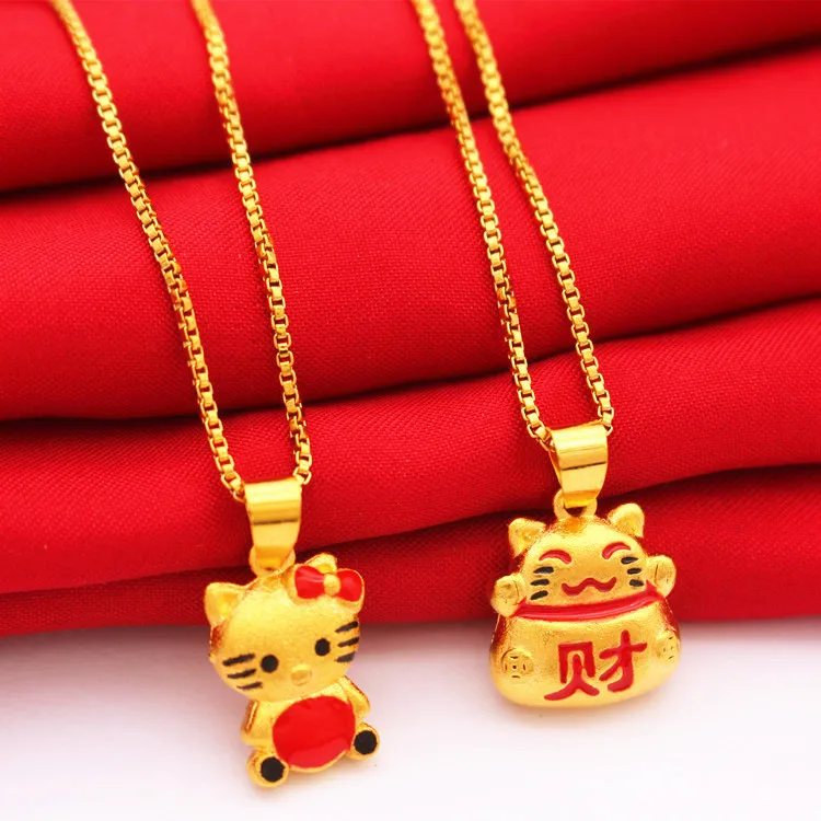 

rub off collarbone new brass plated jewelry wholesale Vietnam alluvial gold ultra female of lovely rich cat necklace