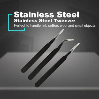 

LAOA 3 in 1 Stainless Steel Tweezers Point and Curved Shape Repair Tools Forceps Precision Soldering Tweezers Set