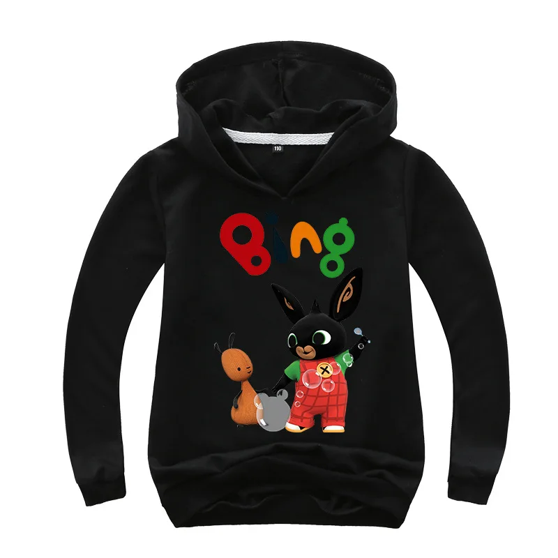 Bing Bunny Fnaf Hoppity Voosh Bing Rabbit/толстовки с капюшоном; толстовка с капюшоном с 3D принтом; футболка для мальчиков и девочек; пуловер с капюшоном - Цвет: Черный