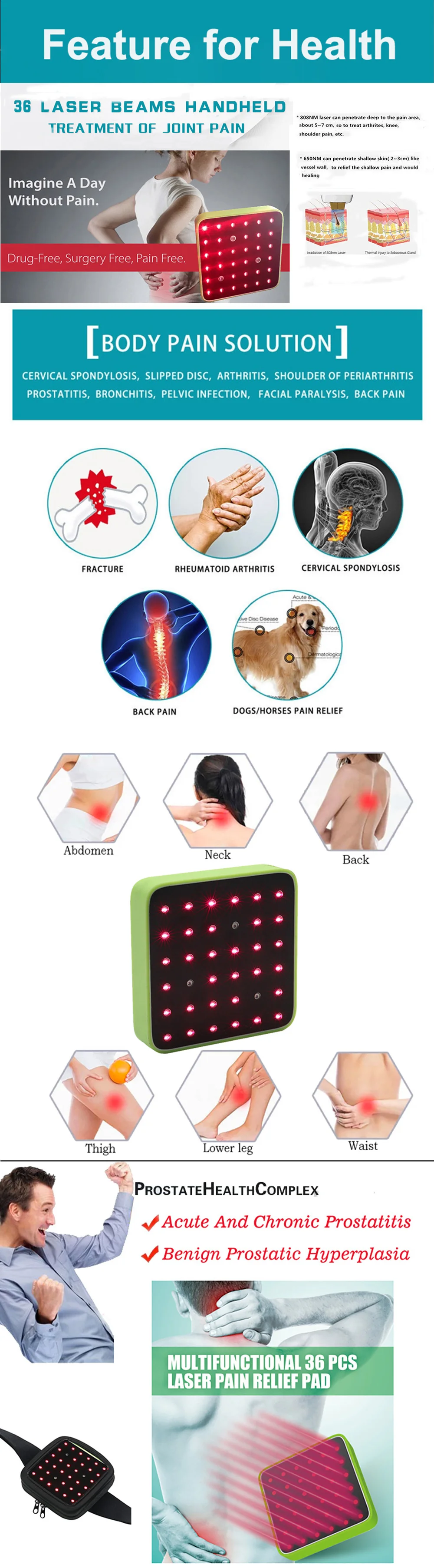 Новое изобретение облегчающая боль машина красный лазер холодное лазерное терапевтическое устройство инфракрасный лазерный лечебный инструмент