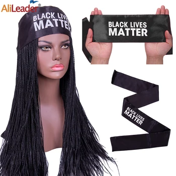 

Alileader Cheap Satin Edge Scarves For Wigs Black Lives Matter Satin Scarf For Edges 140Cm Long Satin Wig Wrap Grip Headband