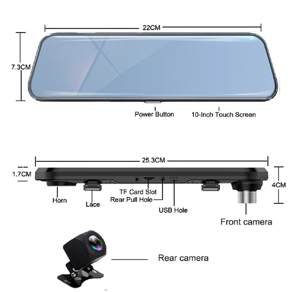 DiagTech, 10 дюймов, ips экран, Автомобильный видеорегистратор, зеркальная камера, 1080 P, FHD, двойной объектив, видеорегистратор, Автомобильное зеркало заднего вида, Автомобильный регистратор