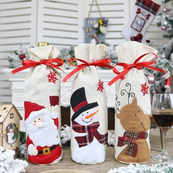 

Christmas Decorations for Home Santa Claus Wine Bottle Cover Snowman Stocking Gift Holders Xmas Navidad Decor New Year Decor