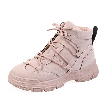 

2019 new winter plus velvet wild British style Martin boots women's shoes casual flat Korean student short boots snow boots