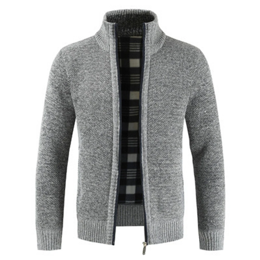 2019 Autumn Winter New Men's Jacket Slim Fit Stand Collar Zipper Jacket Men Solid Cotton Thick Warm Jacket Men 2019 Autumn Winter New Men's Jacket Slim Fit Stand Collar Zipper Jacket Men Solid Cotton Thick Warm Jacket Men
