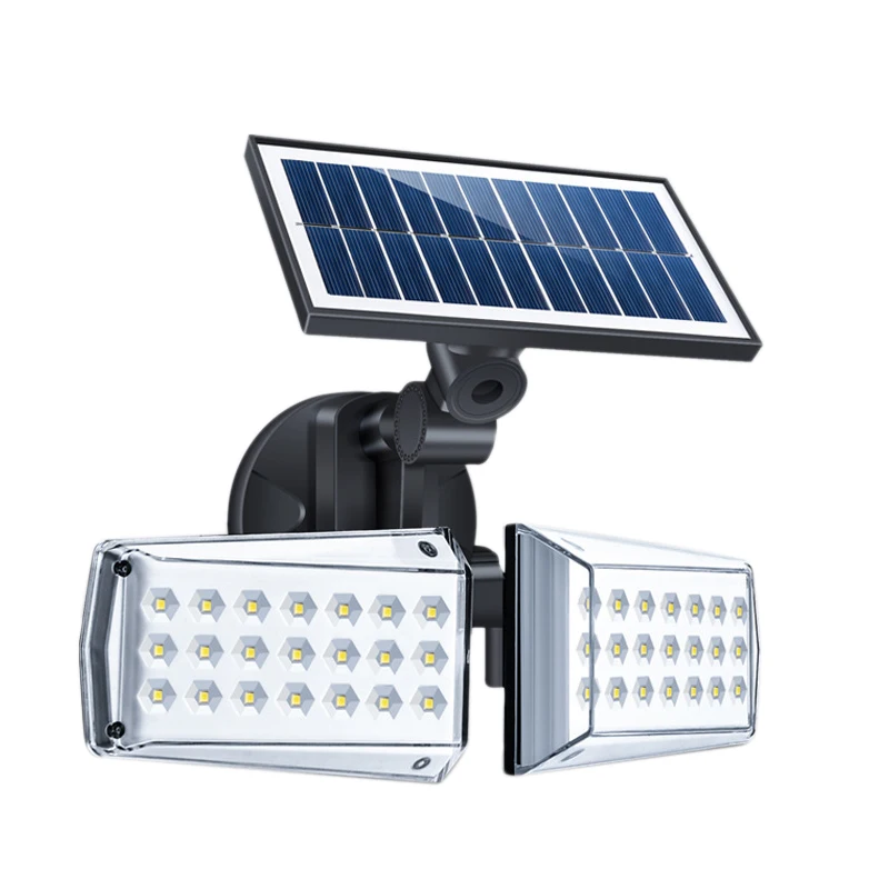 

Solar Wall Light Microwave Human Body Sensor Double Head Rotation Home Garden Waterproof Solar Street Light