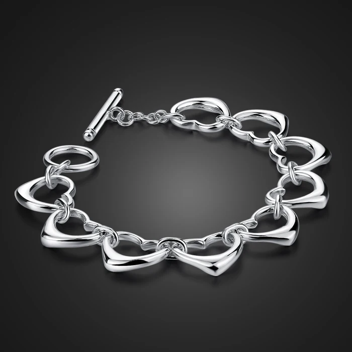 Модный серебряный браслет женский серебряный орнамент плавления и прекрасный стиль в форме сердца дизайн браслет 19 см в длину