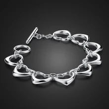 Модный серебряный браслет женский серебряный орнамент плавления и прекрасный стиль в форме сердца дизайн браслет 19 см в длину