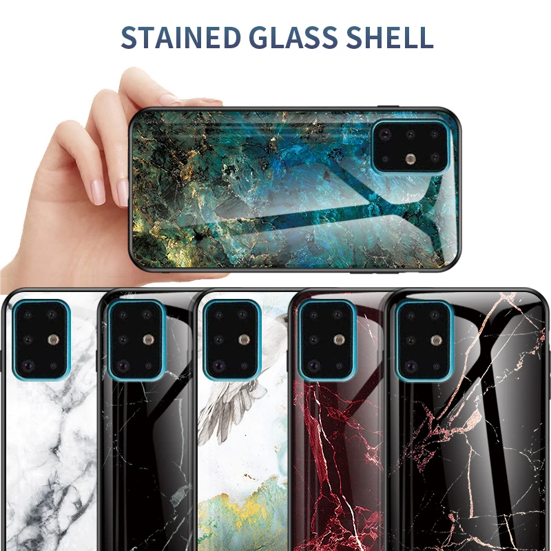 Роскошный чехол с мраморным стеклом для Samsung Galaxy S11 S10E S10 S9 Plus A10 A20 A30 A40 A50 A70 A60Soft Edge