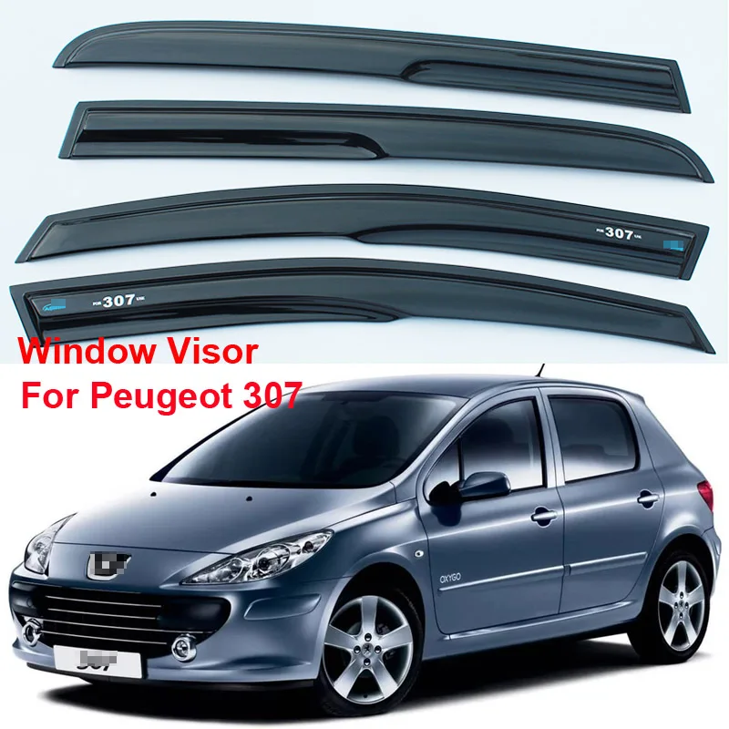 

4pcs Deflector-Cover Window Visor Shade Vent Wind Rain Deflector Guards For Peugeot 307