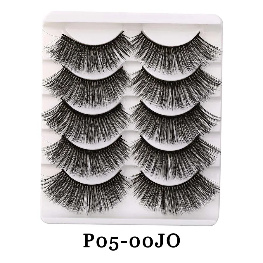 P05-00JO 38 стилей, 5 пар, 3D Искусственные норковые накладные ресницы, толстые крестовые натуральные пушистые накладные ресницы, женские накладные ресницы, инструмент для макияжа - Цвет: P05-00JO