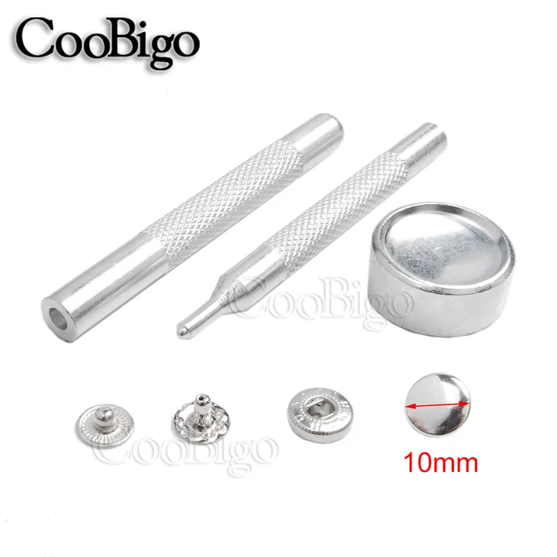 10mm Tool x 1pcs 12 компл., металлические кнопки для шитья, кнопки для шитья, инструменты для шитья, кожанные ремесленные сумки для одежды, ошейник для собак, кошек, запчасти, аксессуары - Цвет: 10mm Tool x 1pcs