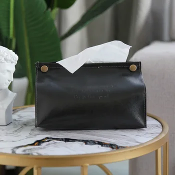 

PU Leather Car Tissue Box Vintage Kitchen Bedroom Table Napkin Holder
