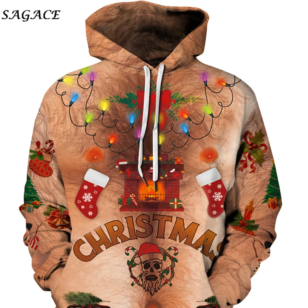 Sagace Clothe Женская и мужская Рождественская Толстовка с капюшоном зимняя модная повседневная Рождественская длинная куртка с капюшоном пуловер верхняя одежда Топ Блузка