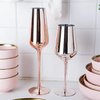 

Rose Gold Red Wine Glass Cyrstal Goblets Juice Drink Champagne Goblet Party Barware Dinner Water Chic Luxury 350ml 400ml