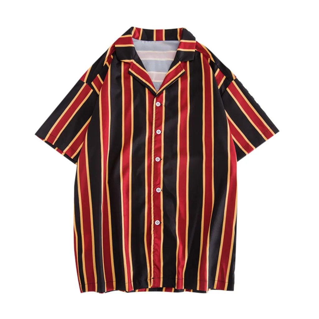 Camisas Masculina, мужские летние модные рубашки, повседневные пляжные Топы с коротким рукавом, Свободная Повседневная блуза, повседневная мужская рубашка с воротником