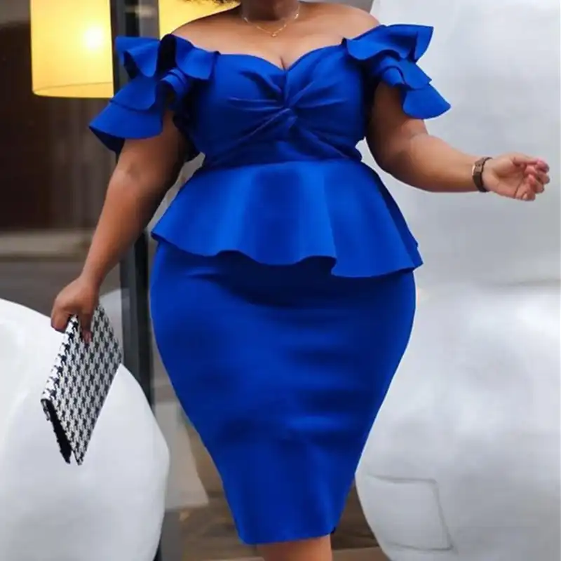 plus size ruffle sleeve dress