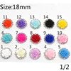 Round Resin Flower Flatback, Shiny Rhinestones, DIY Hair Accessories, Interchangeable Button, 19 Color, 18mm, 10Pcs 1