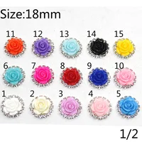 Round Resin Flower Flatback, Shiny Rhinestones, DIY Hair Accessories, Interchangeable Button, 19 Color, 18mm, 10Pcs 1