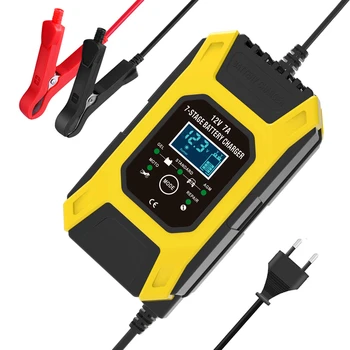 

FOXSUR 12V 7A Pulse Battery Charger LCD Display, Motorcycle & Car Battery Charger, 12V AGM GEL WET Lead Acid Battery Charger